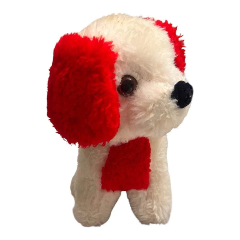 Animal Toys Plus Plush Dog White Red Ears Vintage Stuffed Animal Toy